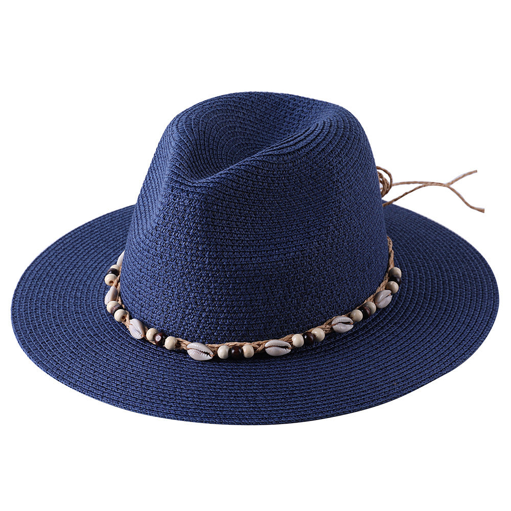 Hat Female Summer Sun Hat Seaside Shell Wooden Bead