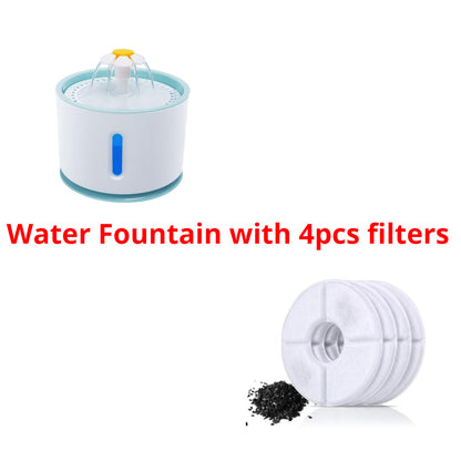 Automatic Pet Cat Water Fountain - Filters - LED Lighting USB - Dogs Cats Mute Drinker Feeder Bowl Drinking Dispenser