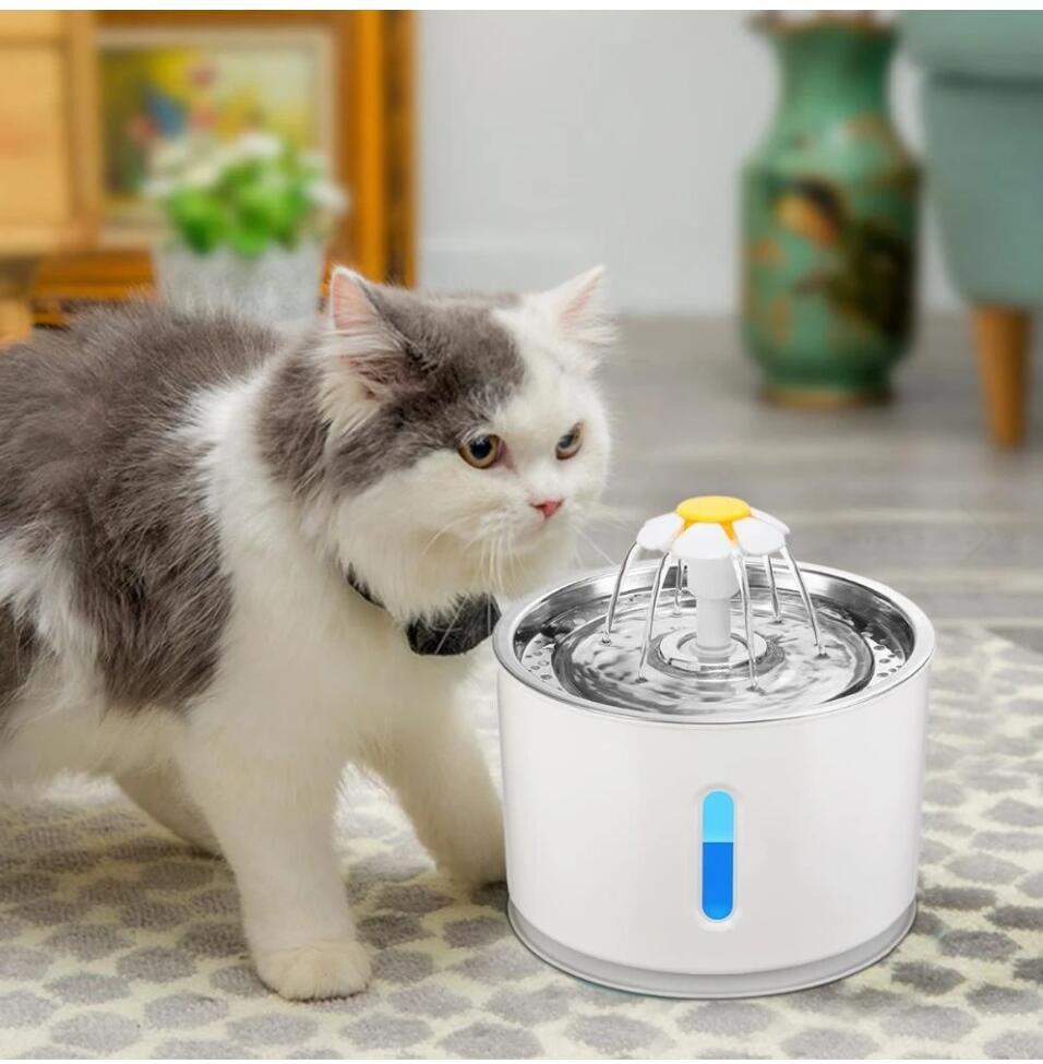 Automatic Pet Cat Water Fountain - Filters - LED Lighting USB - Dogs Cats Mute Drinker Feeder Bowl Drinking Dispenser