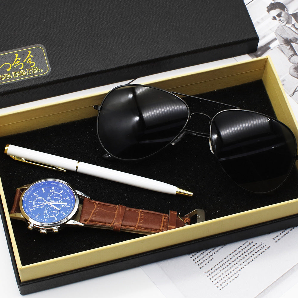 Men's Gift Set - Watch Business Pen Glasses Suit