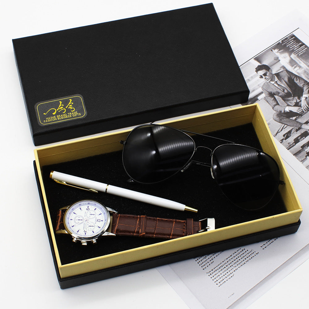 Men's Gift Set - Watch Business Pen Glasses Suit