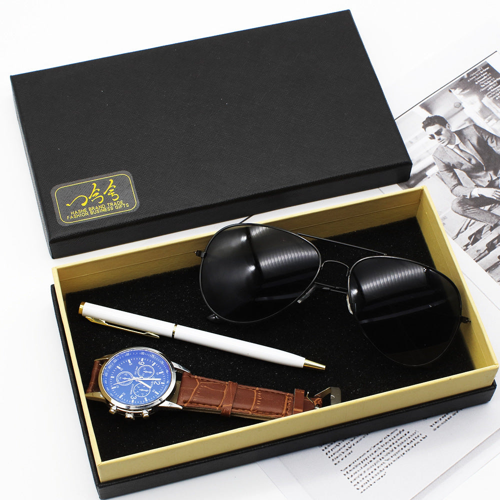 Men's Gift Set - Watch Business Pen Glasses Suit