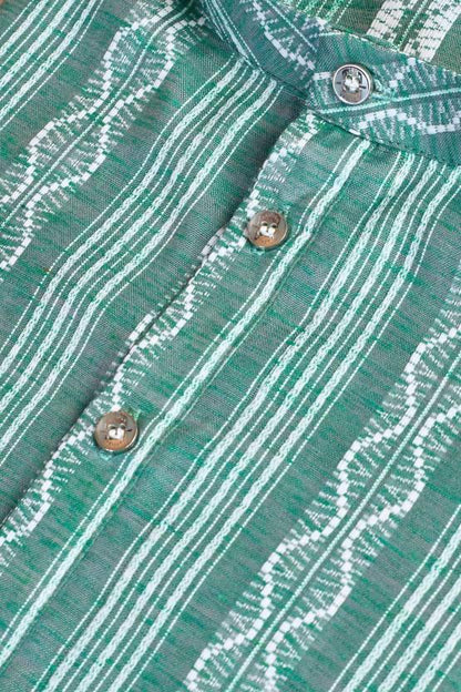 Men - Woven Design - Khadi Silk-  Straight Kurta