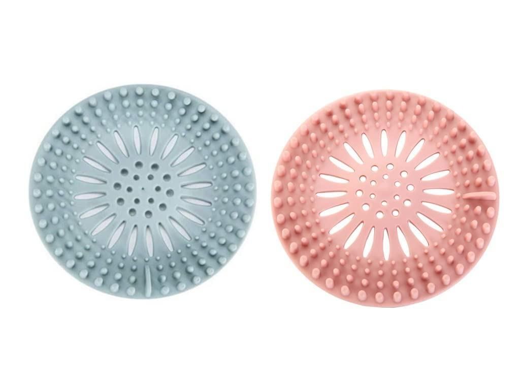 Shower Drain Covers - Hair Catcher - Durable Silicone Hair Stopper - Pack of 2