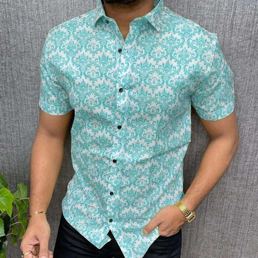 Rayon Printed Half Sleeves Regular Fit Mens Casual Shirt