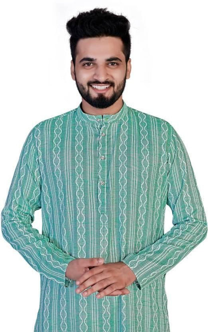 Men - Woven Design - Khadi Silk-  Straight Kurta