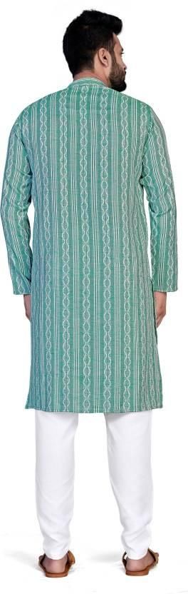 Men - Woven Design - Khadi Silk-  Straight Kurta