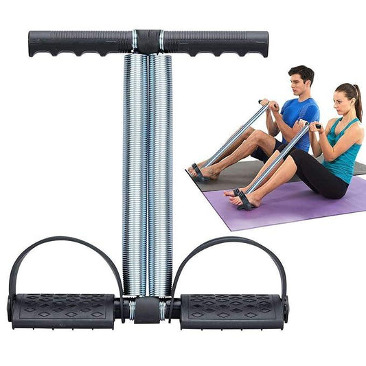 Double Spring Tummy Trimmer + Ab Exerciser - Gym Combo With Heavy Resistance Band Toning Tube