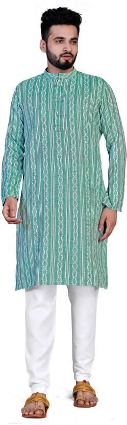 Men - Woven Design - Khadi Silk-  Straight Kurta