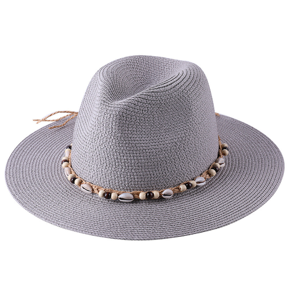 Hat Female Summer Sun Hat Seaside Shell Wooden Bead