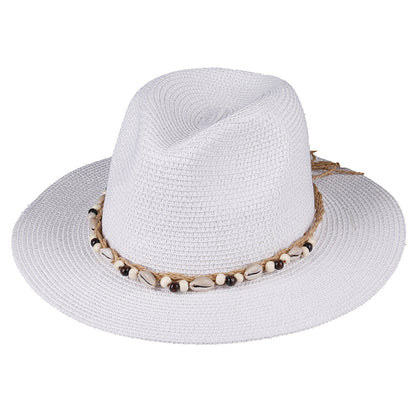 Hat Female Summer Sun Hat Seaside Shell Wooden Bead